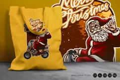 Hand Drawn santa claus riding Vintage a motorbike Product Image 3