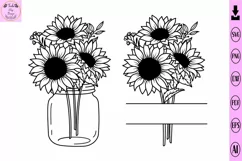 Sunflower Svg, Floral Mason Jar Svg, Sunflower Bouquet Svg Product Image 1