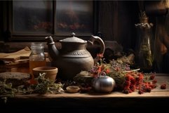 Compact Tea ingredients table. Generate ai Product Image 1