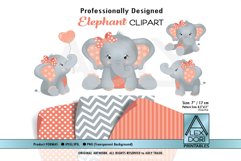 Orange Elephant with Polka Dot Ears and Bow including 4 pose Product Image 1