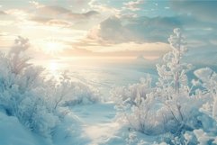 Ethereal winter sunrise over frosty landscape Product Image 1