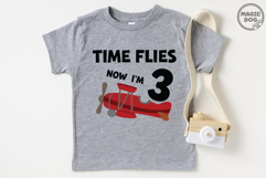 Time Flies Now I'm 3 Airplane Birthday Pilot Theme SVG Product Image 4