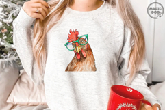 Watercolor Chicken with Bandana and Glasses|Farm Animal PNG Product Image 2