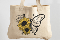 Butterfly and Sunflower Machine Embroidery Design Product Image 2