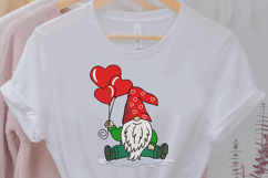 Valentine Gnome with heart balloons embroidery design Product Image 2