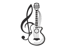Treble clef and Guitar Machine Embroidery Design Product Image 1