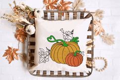 Two Pumpkins with leaves Embroidery Design Product Image 2