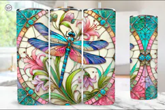 Stained Glass Dragonfly Sublimation, 20 oz Tumbler Wrap Product Image 2