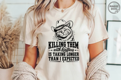Killing Them With Kindness|Funny Cowboy Cat Sarcastic SVG Product Image 5