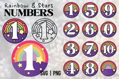 Cute Rainbow and Stars Numbers PNG SVG 0 to 10 Product Image 3