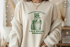 Everybody Stay Calm I’m a Social Worker, Retro Raccoon Meme Product Image 2