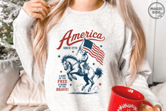 America Since 1776 Patriotic Cowboy Rider American Flag Product Image 2