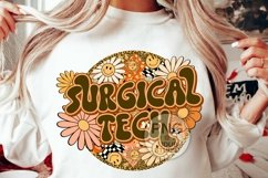 Surgical Tech Png Surg Tech Retro Groovy Floral Leopard Product Image 1