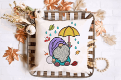 Fall Gnome with umbrella, Fall Vibes, Machine Embroidery Product Image 3