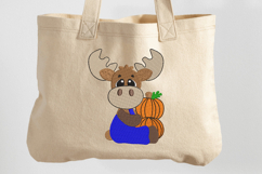 Moose with Pumpkin Machine Embroidery Design Product Image 2