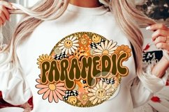Paramedic Png Retro Groovy Floral Leopard Sublimation Design Product Image 1