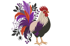 Halloween rooster embroidery design gothic farm chicken Product Image 1