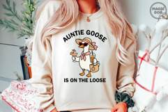 Auntie Goose Is On The Loose Goose Drinking Iced Coffee SVG Product Image 3