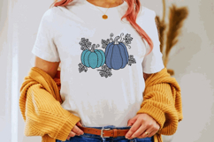 Two Blue Pumpkin with leaves Embroidery Design Product Image 3
