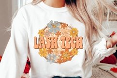Retro Groovy Floral Lash Tech Png Artist Sublimation Design Product Image 1
