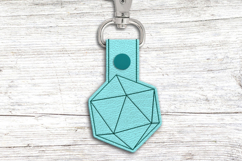 Angled D20 Key Fob ITH Applique Embroidery