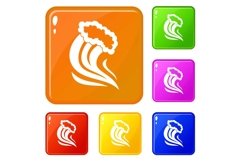 Foamy splash icons set vector color Product Image 1