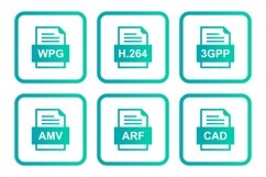 Set Of File Formats Icons Product Image 1