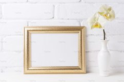 Golden landscape frame mockup with soft yellow orchid Product Image 4