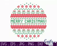 Merry Christmas Ugly Christmas Sweater Round Sign Svg Product Image 2