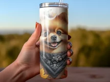 Pomeranian Tumbler Sublimation Wrap, Autumn Dog Wrap Product Image 2
