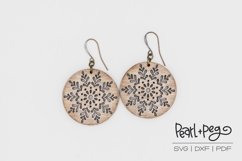 Snowflake Round Cut Laser Engrave Earring Digital Downlo Product Image 1
