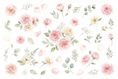 Watercolor soft bouquet with green leaves Product Image 1