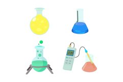 Chemical pots icon set, cartoon style Product Image 1