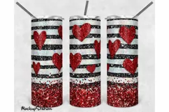 Valentine Glitter Heart 20oz Skinny Sublimation Tumbler PNG Product Image 1