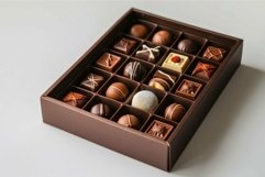 Elegant box overflowing with gourmet chocolates sitting on t Product Image 1