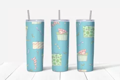 Dino's birthday sublimation design. Skinny tumbler wrap Product Image 4
