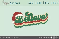 Believe Retro Christmas SVG - PNG, DXF, SVG, EPS, Cut File Product Image 2