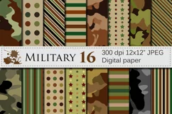 Military Digital paper / Army patterns / Camouflage backgrounds / Stripes and stars Scrapbooking paper Product Image 1