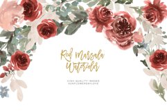 Marsala Watercolor Clipart Flowers, Flower Clipart Wedding Product Image 2