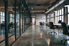 Modern open plan office interior with nobody working Product Image 1