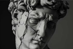 Cracked sculpture of classical bust in monochrome Product Image 1