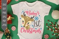 Baby's First Christmas Svg. Christmas Baby Bib Svg. Product Image 1