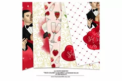 Valentines Day Couple Love Digital Paper Red Dress Girl Fash Product Image 2