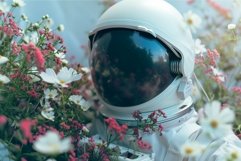 Astronaut flowers robot. Generate Ai Product Image 1