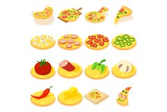 Pizza icons set, isometric style Product Image 1