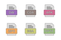 Set Of File Formats Icons Product Image 1