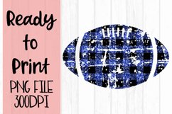 Blue Glitter Buffalo Plaid Football Ready to Print Product Image 1