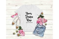 Valentine&#039;s Day Women T-Shirt Mock Up, White Bella Canvas Product Image 1