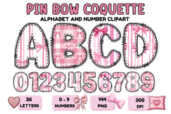 Coquette Bow Patchwork Alphabet PNG Letters &amp; Numbers 300DPI Product Image 1