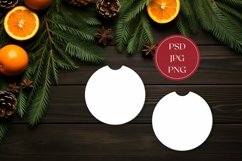 Christmas Car Coasters Mock Up, Winter Flat Lay Mockup PNG Product Image 1